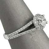 2.3Ct Round Cut Diamond Split Shank Halo Engagement Ring 14K White Gold Finish