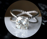 1ct Cushion Cut Diamond Engagement Ring 14k White Gold Finish Rope Split Shank