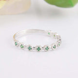 1.2ct Round Cut Green Emerald Wedding Band Ring Half Eternity 14k WhiteGold Over