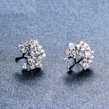 1.3ct Round Cut Diamond Tree Branch Style Stud Earrings 14k White Gold Finish