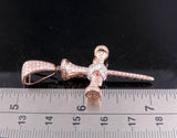 0.75ct Round Cut Diamond Nail Cross Shape Pendant 14k Dual Gold Finish NO CHAIN