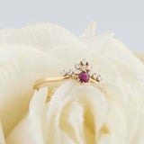 1.2ct Round Cut Pink Ruby Engagement Ring Diamond Crown 14k Yellow Gold Finish