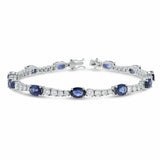 15ct Oval Cut Blue Sapphire Vintage Inspired Tennis Bracelet 14k White Gold Over