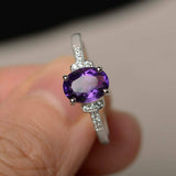 1ct Oval Cut Purple Amethyst Engagement Ring 14k WhiteGold Over Accent Solitaire