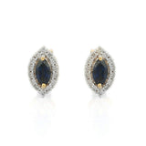 2.24ct Stud Earrings Marquise Cut Blue Sapphire Halo 14k Yellow Gold Finish