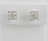 1.5ct Cushion Cut Diamond Classic Solitaire Stud Earrings 14k White Gold Finish