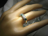 1.2ct Round Cut Green Emerald 5 Stone Stackable Wedding Band 14k White Gold Over