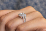 Double Halo Split Shank Engagement Ring 2ct Round Cut Diamond 14k WhiteGold Over