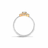 1ct Engagement Ring Round Cut Diamond Open Floral Minimalist 14k DualGold Finish