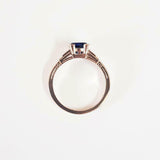 1ct Round Cut Blue Sapphire Trilogy Solitaire Engagement Ring 14k Rose Gold Over