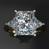 Trillion Accents Trilogy Engagement Ring 2.7ct Radiant Diamond 14k DualGold Over