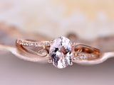 1.3ct Oval Cut Peach Morganite Split Shank Engagement Ring 14k Rose Gold Finish