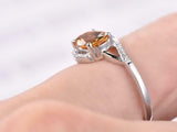 2ct Oval Yellow Citrine Engagement Ring Solitaire Swirl Halo 14k White Gold Over