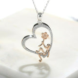 2Ct Round Cut Diamond Man With Flower Inside Heart Pendant 14K White Gold Finish