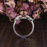 1.5ct Cushion Cut Peach Morganite Floral Leaf Solitaire Ring 14k Dual Gold Over