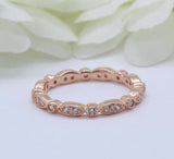 1ct Round Cut VVS1 Diamond Wedding Band Full Eternity Vintage 18k Rose Gold Over