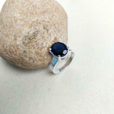 1.4ct Engagement Ring Oval Cut Blue Sapphire Solitaire 14k White Gold Finish