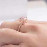 1.5ct Princess Cut Morganite Accents with Solitaire Ring 14k Rose Gold Finish