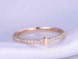 1ct Round Cut Diamond Vertical Bar Eternity Minimalist Band 14k Rose Gold Finish