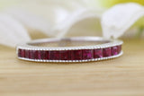 1.6ct Princess Cut Pink Ruby Channel Set Wedding Band Ring 14k White Gold Finish