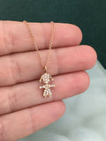 0.7ct Round Cut Diamond Pendant with Chain Girl Kid Design 14k Rose Gold Finish