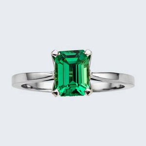 1.38ct Green Emerald Cut Engagement Ring Solitaire Love 14k White Gold Finish