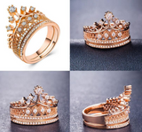 2.5ct Round Cut Diamond Engagement Ring 14k Rose Gold Finish Crown Wedding Set