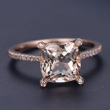 1ct Cushion Cut Peach Morganite Solitaire Engagement Ring 14k Rose Gold Finish