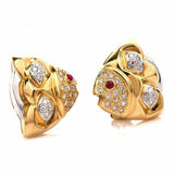 1.2ct Round Cut VVS1D Diamond Fish Design Stud Earrings 14k Yellow Gold Finish