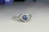 1ct Heart Blue Tanzanite Engagement Ring Halo Celtic Trinity 14k White Gold Over