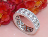 5Ct Round Diamond Three Row Exquisite Eternity Wedding Band 14K White Gold Over