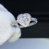 2ct Heart Cut Diamond Engagement Ring Halo 18k White Gold Over with Round Accent