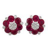 2Ct Round Cut Pink Ruby Diamond Floral Inspired Stud Earring 14K White Gold Over