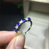 1ct Round Cut Blue Sapphire Wedding Band Ring Half Eternity 14k WhiteGold Finish