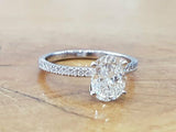 1.5ct Oval Cut Diamond Accents Solitaire Engagement Ring 14k White Gold Finish