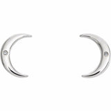 0.1ct Round Cut Diamond Half Crescent Stud Earrings Women 14k White Gold Finish