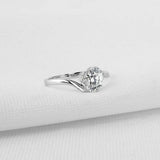 2ct Oval Cut Diamond Engagement Ring Swirl Twist Solitaire 14k White Gold Finish