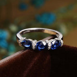 1.5ct Oval Cut Blue Sapphire Wedding Band Unique Stylish 14k White Gold Finish