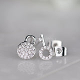 1ct Round Cut Moissanite Lock Key Design Stud Earrings 14k White Gold Plated