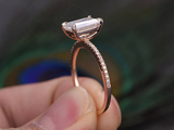 1ct Emerald Cut Diamond Engagement Ring 14k Rose Gold Finish Classic Solitaire