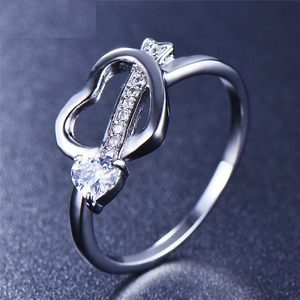 0.9ct Round Cut Diamond Engagement Ring 14k White Gold Finish Heart Love Women