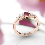 2ct Round Cut Red Garnet Engagement Ring 14k Rose Gold Finish Five Stone Diamond