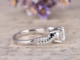 1.3ct Round Cut Diamond Engagement Ring 14k White Gold Finish Twisted Wedding