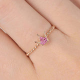 0.2ct Round Cut Pink Ruby Princess Crown Tiara Engagement Ring 14k RoseGold Over