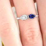 0.25ct Pear Cut Blue Sapphire Engagement Ring 14k White Gold Finish Solitaire