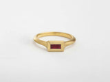 0.5ct Baguette Cut Ruby Engagement Ring Bezel Set Solitaire 14k Yellow Gold Over