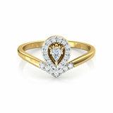 1ct Engagement Ring Pear Cut Diamond Curved Halo Design 14k Yellow Gold Finish