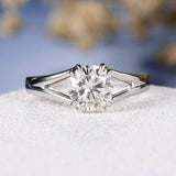 0.7ct Round Cut VVS1D Diamond Engagement Ring 14k White Gold Finish Split Shank