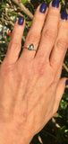 1.4ct Engagement Ring Pear Cut Blue Topaz Trilogy Minimalist 14k YellowGold Over