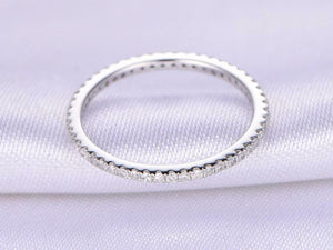 Full Eternity Women Wedding Ring Band 1ct Round Cut Diamond 14k WhiteGold Finish